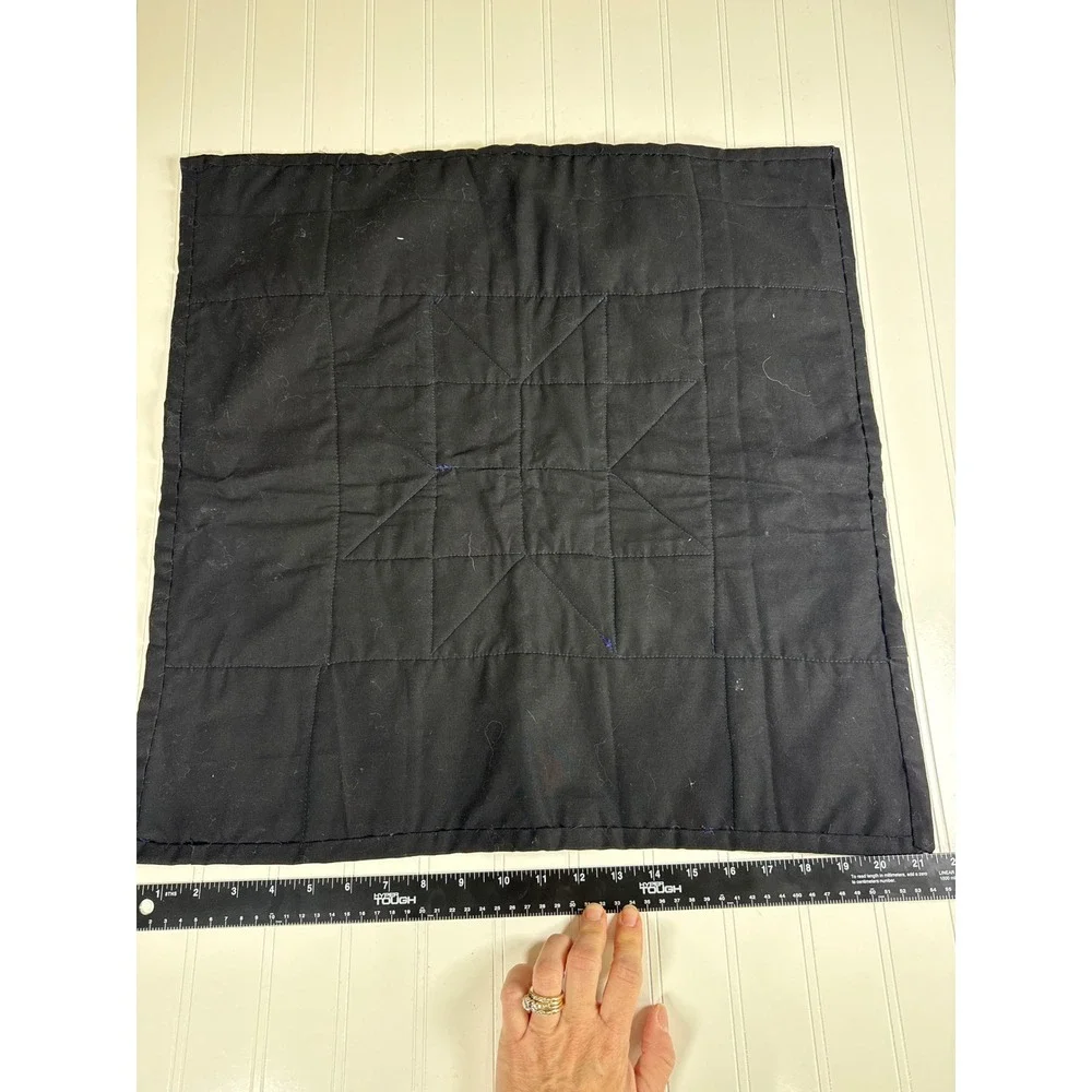 Handmade Quilted Wall Hanging Blue White Star Patchwork Table Topper 21x21